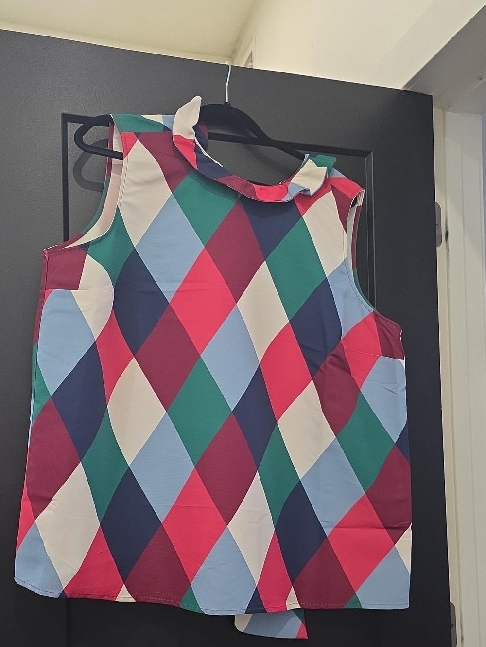torrid Multicolor Diamond Print Ruffle Neck Tank